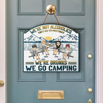 Lake Camping We're Drunks Boat - Gift For Bestie - Personalized Custom Shaped Wood Sign
