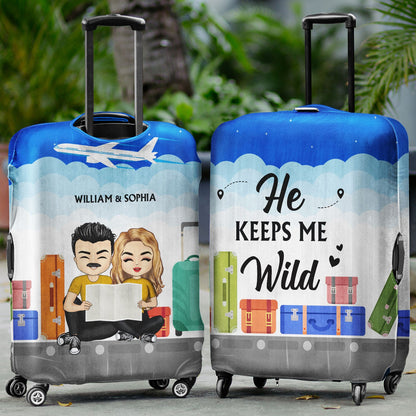 Traveling Keeps Me Safe - Gift For Couples - Personalized Custom Luggage Cover