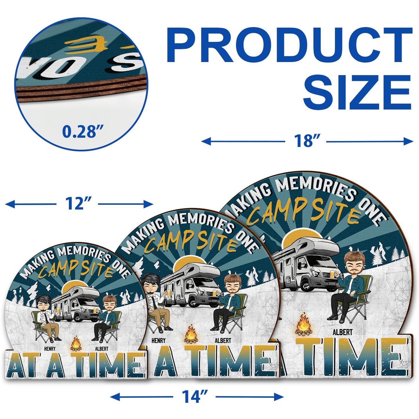 Camping Making Memories - Gift For Couples - Personalized Custom Shaped Wood Sign