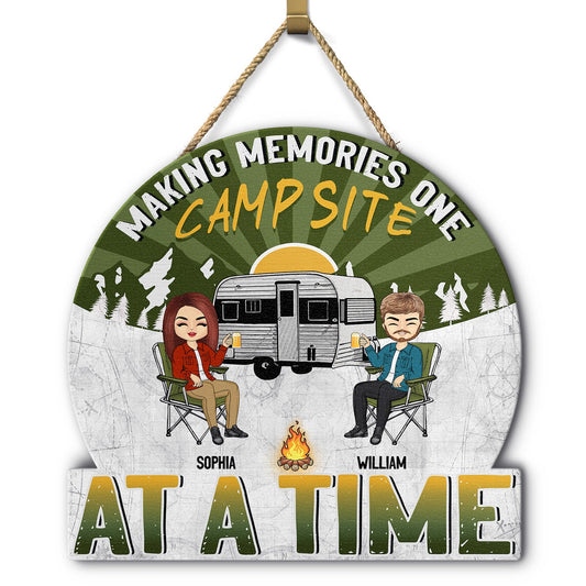 Camping Making Memories - Gift For Couples - Personalized Custom Shaped Wood Sign