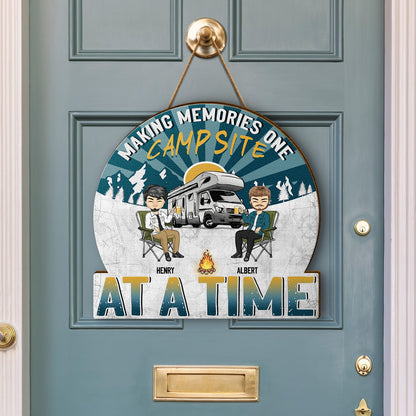 Camping Making Memories - Gift For Couples - Personalized Custom Shaped Wood Sign