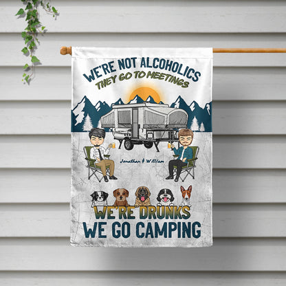 Camping We're Drunks Dog Cat - Gift For Couples - Personalized Custom Flag