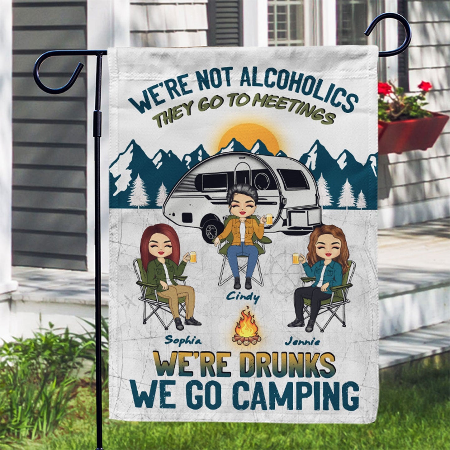 Camping We're Drunks - Gift For Bestie - Personalized Custom Flag