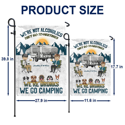 Camping We're Drunks Dog Cat - Gift For Couples - Personalized Custom Flag