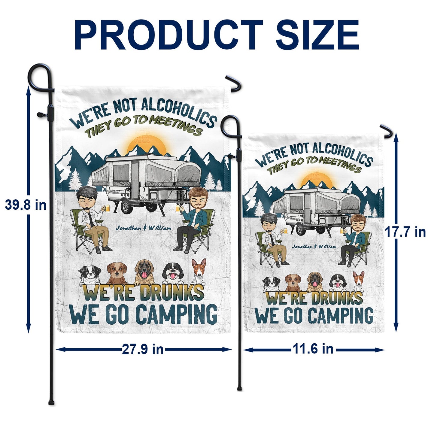 Camping We're Drunks Dog Cat - Gift For Couples - Personalized Custom Flag