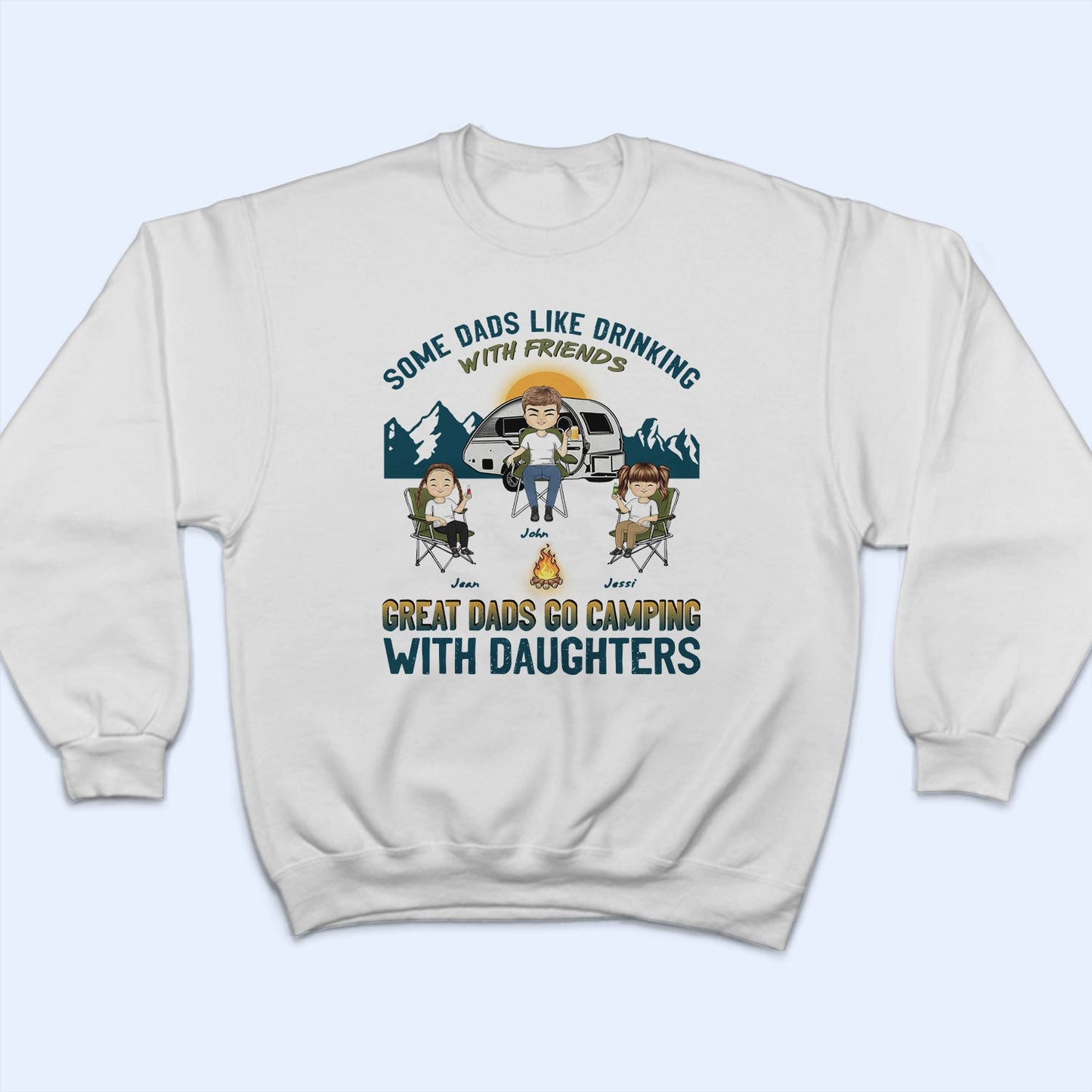 Go Camping With Daughters - Gift For Father - Personalized Custom T Shirt