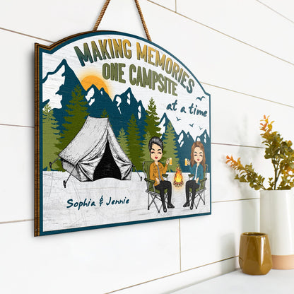 Camping Making Memories RV - Gift For Couples - Personalized Custom Shaped Wood Sign