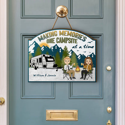 Camping Making Memories RV - Gift For Couples - Personalized Custom Shaped Wood Sign