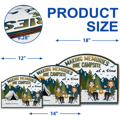 Camping Making Memories RV - Gift For Couples - Personalized Custom Shaped Wood Sign