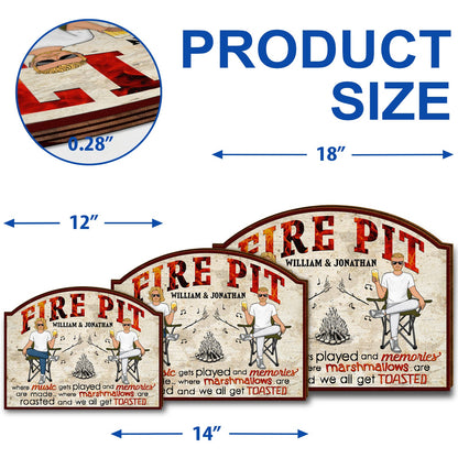 Camping Fire Pit We All Get Toasted - Gift For Couples, Outdoor Decor - Personalized Custom Shaped Wood Sign