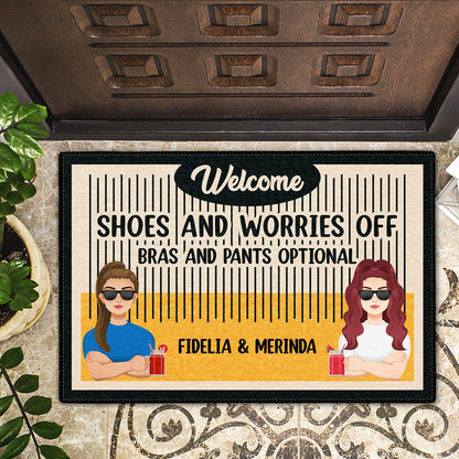 Bras And Pants Optional - Gift For Couples - Personalized Custom Doormat