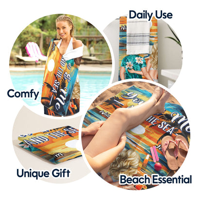 Beach Couple You And Me And The Sea - Gift For Couple, Beach Lovers - Personalized Custom Beach Towel