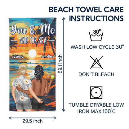 Beach Couple You And Me And The Sea - Gift For Couple, Beach Lovers - Personalized Custom Beach Towel