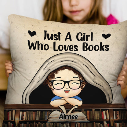 Reading Kid Just A Girl Boy Who Loves Books - Gift For Kid, Book Lovers - Personalized Pillow