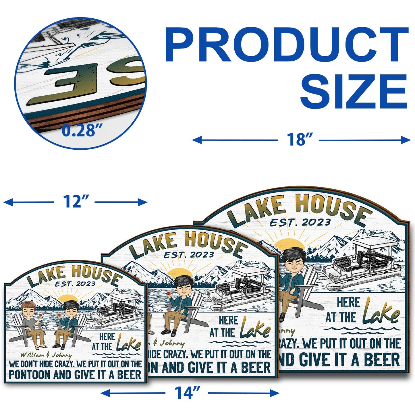 Lake House We Don't Hide - Gift For Couples - Personalized Custom Shaped Wood Sign