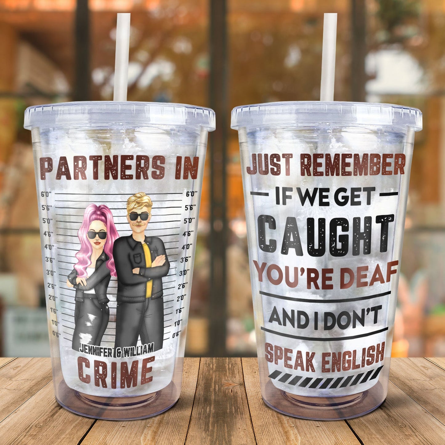 Bestie Partners In Crime If We Get Caught - Gift For Bestie - Personalized Acrylic Insulated Tumbler With Straw