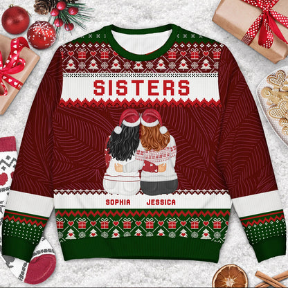 Christmas Gift For Sisters Besties Cousins - Personalized Unisex Ugly Sweater