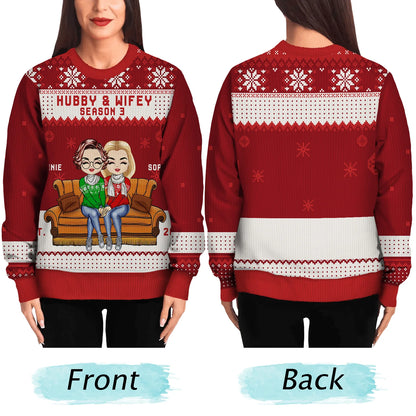 Christmas Couple Hubby & Wifey Season - Gift For Couples - Personalized Unisex Ugly Sweater