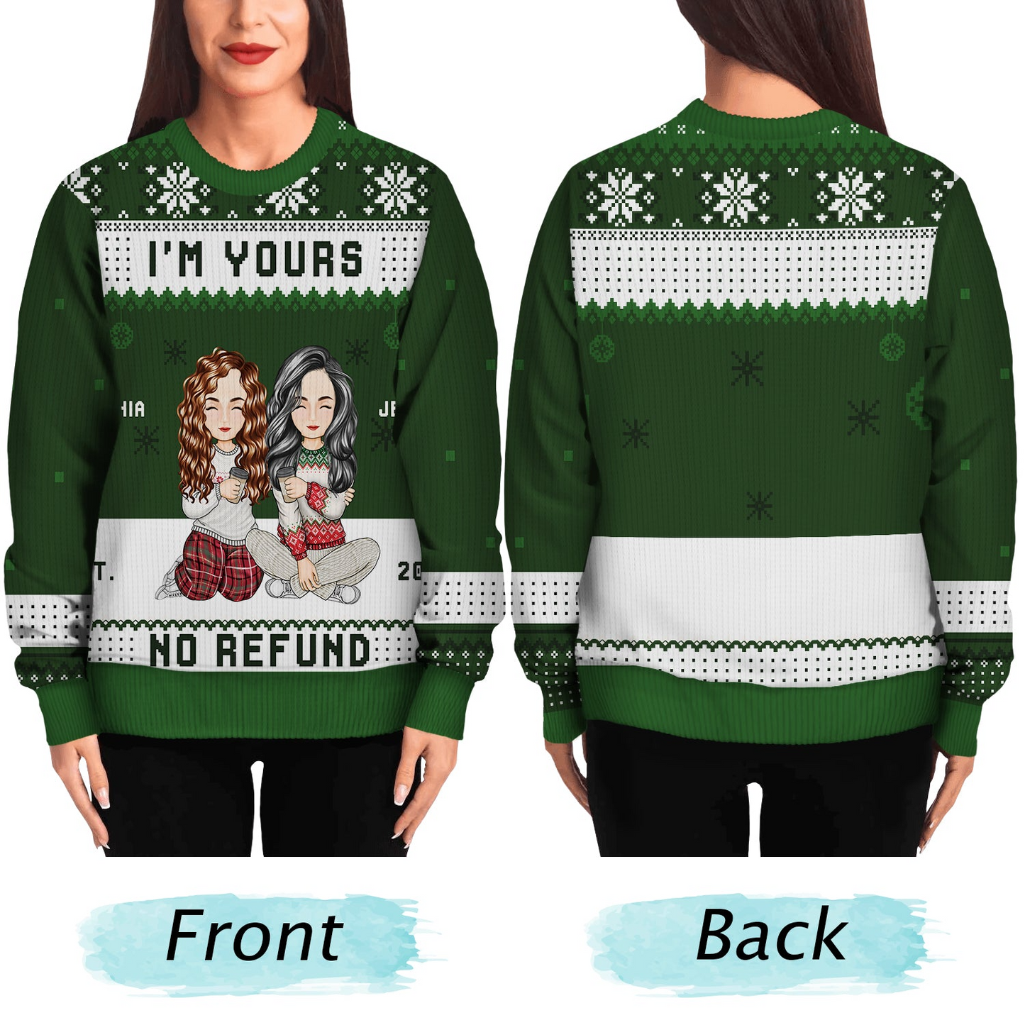 Christmas Couples I'm Yours No Refund - Gift For Couples - Personalized Unisex Ugly Sweater