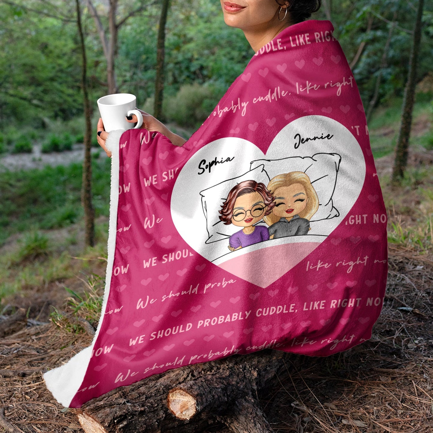 Should Probably Cuddle - Gift For Couples - Personalized Fleece Blanket