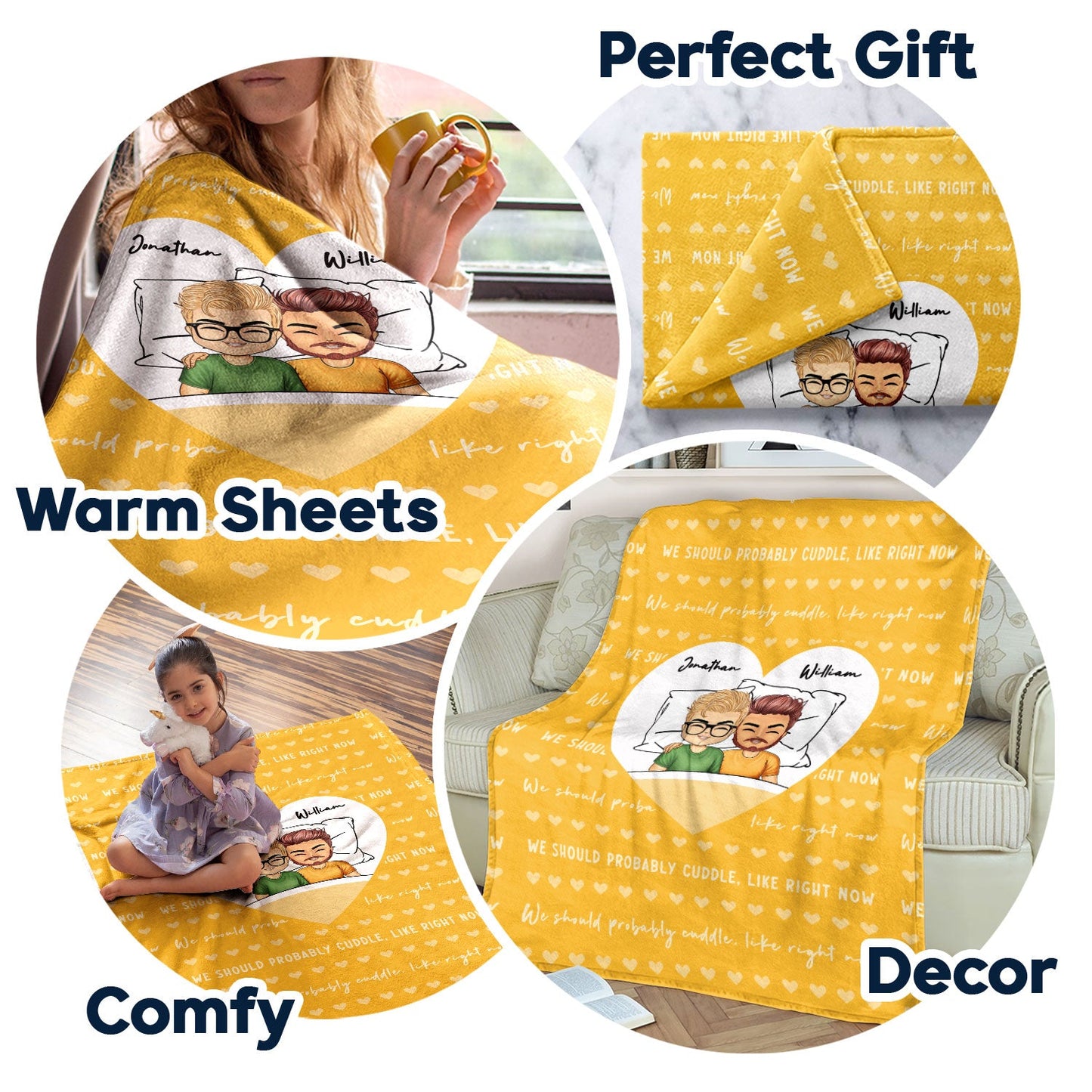 Should Probably Cuddle - Gift For Couples - Personalized Fleece Blanket