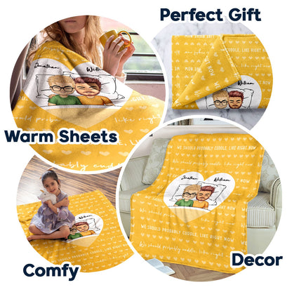 Should Probably Cuddle - Gift For Couples - Personalized Fleece Blanket
