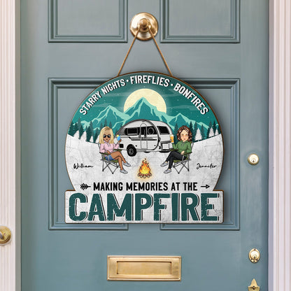 Camping Starry Nights - Gift For Couples - Personalized Custom Shaped Wood Sign