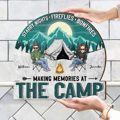 Camping Starry Nights - Gift For Couples - Personalized Custom Shaped Wood Sign