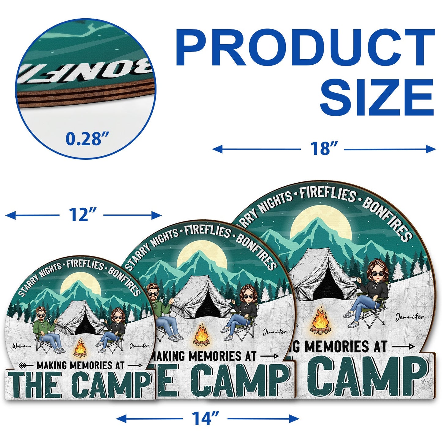 Camping Starry Nights - Gift For Couples - Personalized Custom Shaped Wood Sign