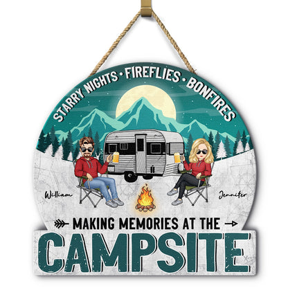 Camping Starry Nights - Gift For Couples - Personalized Custom Shaped Wood Sign