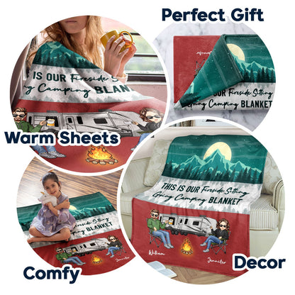 Fireside Sitting Going Camping - Gift For Couples - Personalized Fleece Blanket