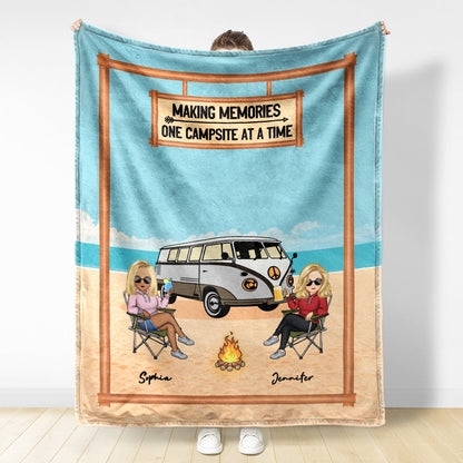 Making Memories One Campsite - Camping Gift For Couples - Personalized Fleece Blanket