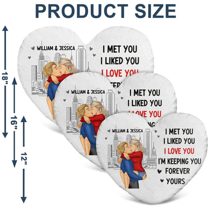 Couple Kissing Forever Yours - Gift For Couples - Personalized Heart Shaped Pillow
