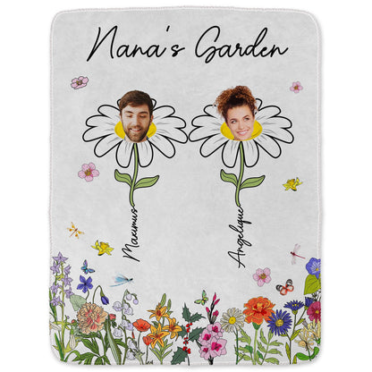 Custom Photo Grandma's Garden - Gift For Mother, Gift For Grandma - Personalized Fleece Blanket, Sherpa Blanket