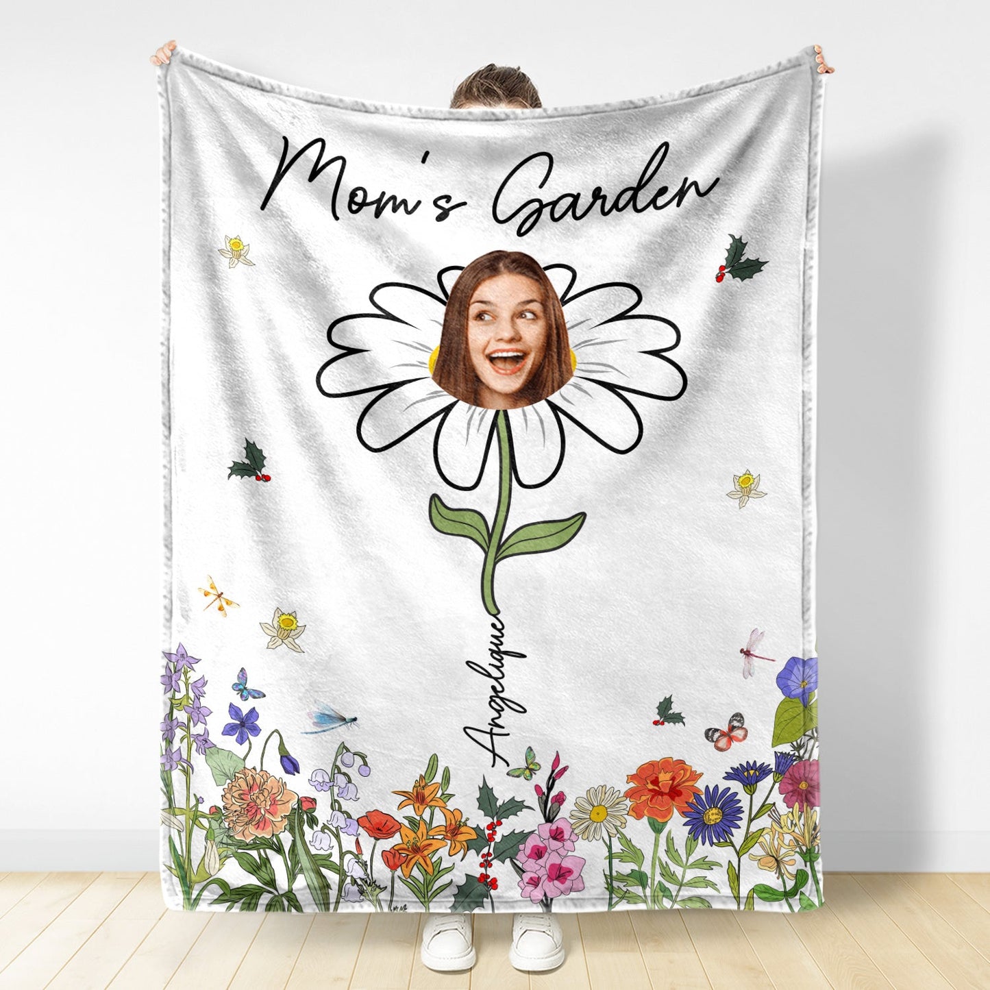 Custom Photo Grandma's Garden - Gift For Mother, Gift For Grandma - Personalized Fleece Blanket, Sherpa Blanket