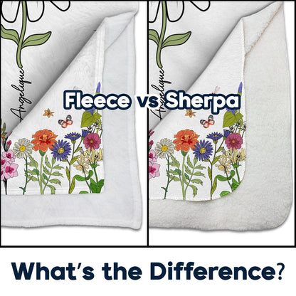 Custom Photo Grandma's Garden - Gift For Mother, Gift For Grandma - Personalized Fleece Blanket, Sherpa Blanket
