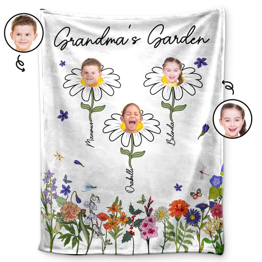 Custom Photo Grandma's Garden - Gift For Mother, Gift For Grandma - Personalized Fleece Blanket, Sherpa Blanket