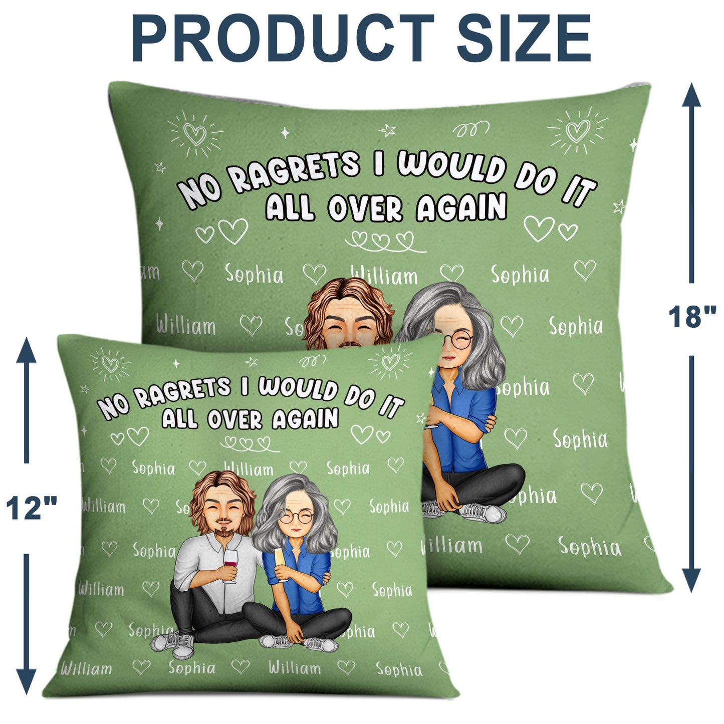 Couple No Ragrets I Would Do It All Over Again - Anniversary Gift For Couples - Personalized Pillow