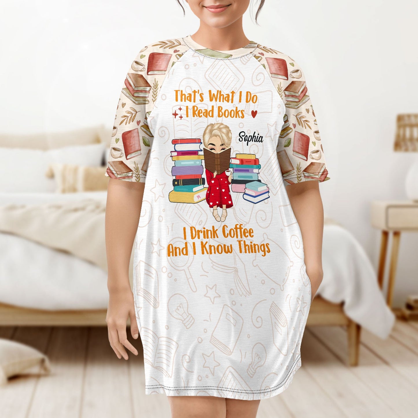 I Like To Stay In Bed And Read Books - Gift For Book Lovers, Reading Lovers - Personalized Women's Sleep Tee