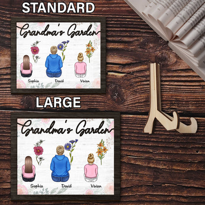 Backside Grandma's Garden - Gift For Grandma - Personalized 2-Layered Wooden Plaque With Stand
