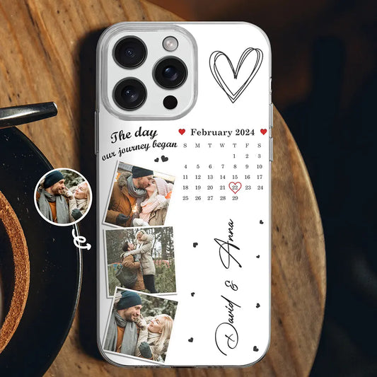 Custom Photo Calendar The Day Our Journey Began - Gift For Couples - Personalized Clear Phone Case