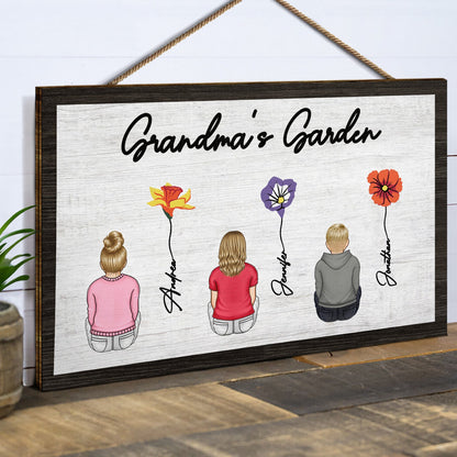 Grandma's Garden - Gift For Grandma - Personalized Wood Rectangle Sign
