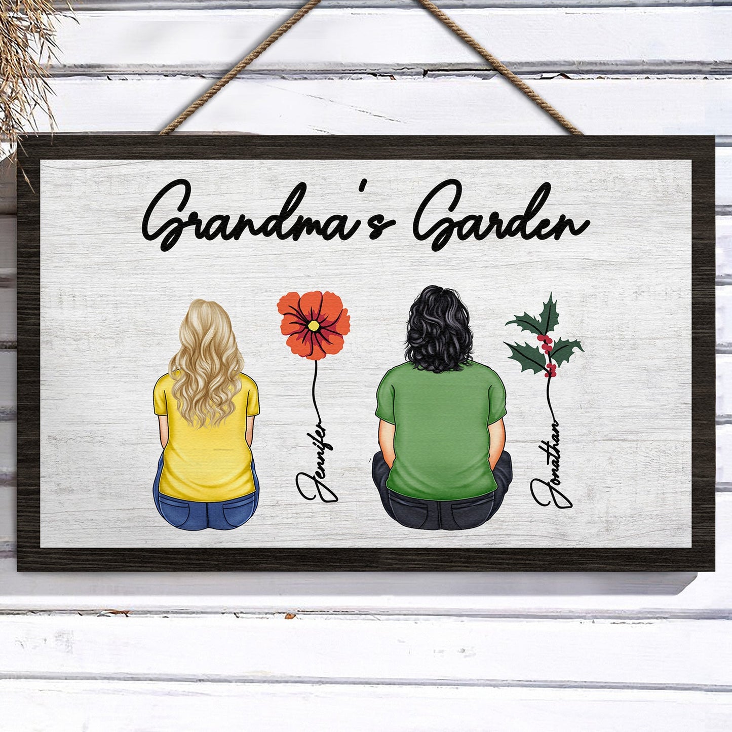 Grandma's Garden - Gift For Grandma - Personalized Wood Rectangle Sign