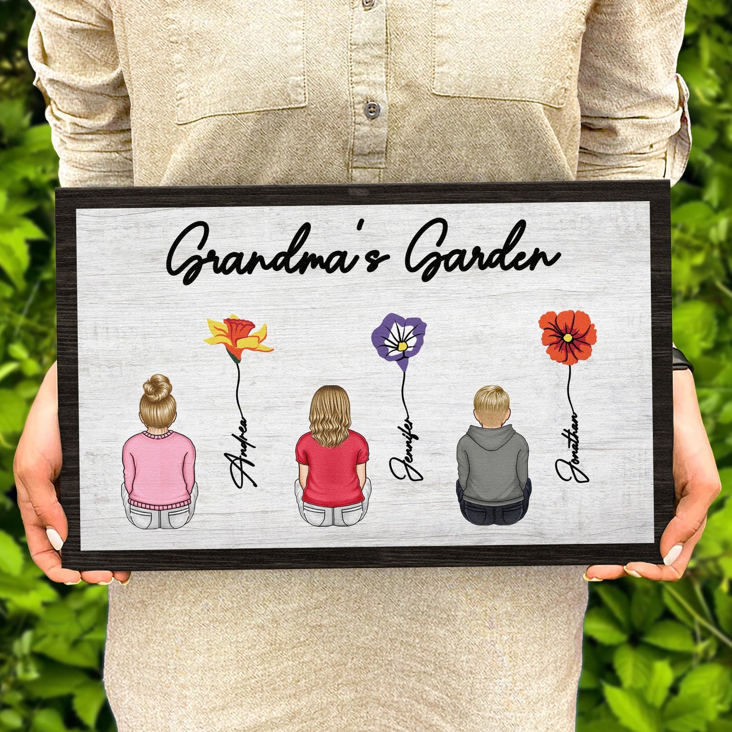 Grandma's Garden - Gift For Grandma - Personalized Wood Rectangle Sign