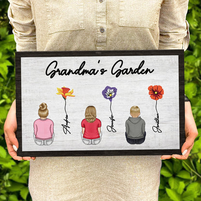 Grandma's Garden - Gift For Grandma - Personalized Wood Rectangle Sign