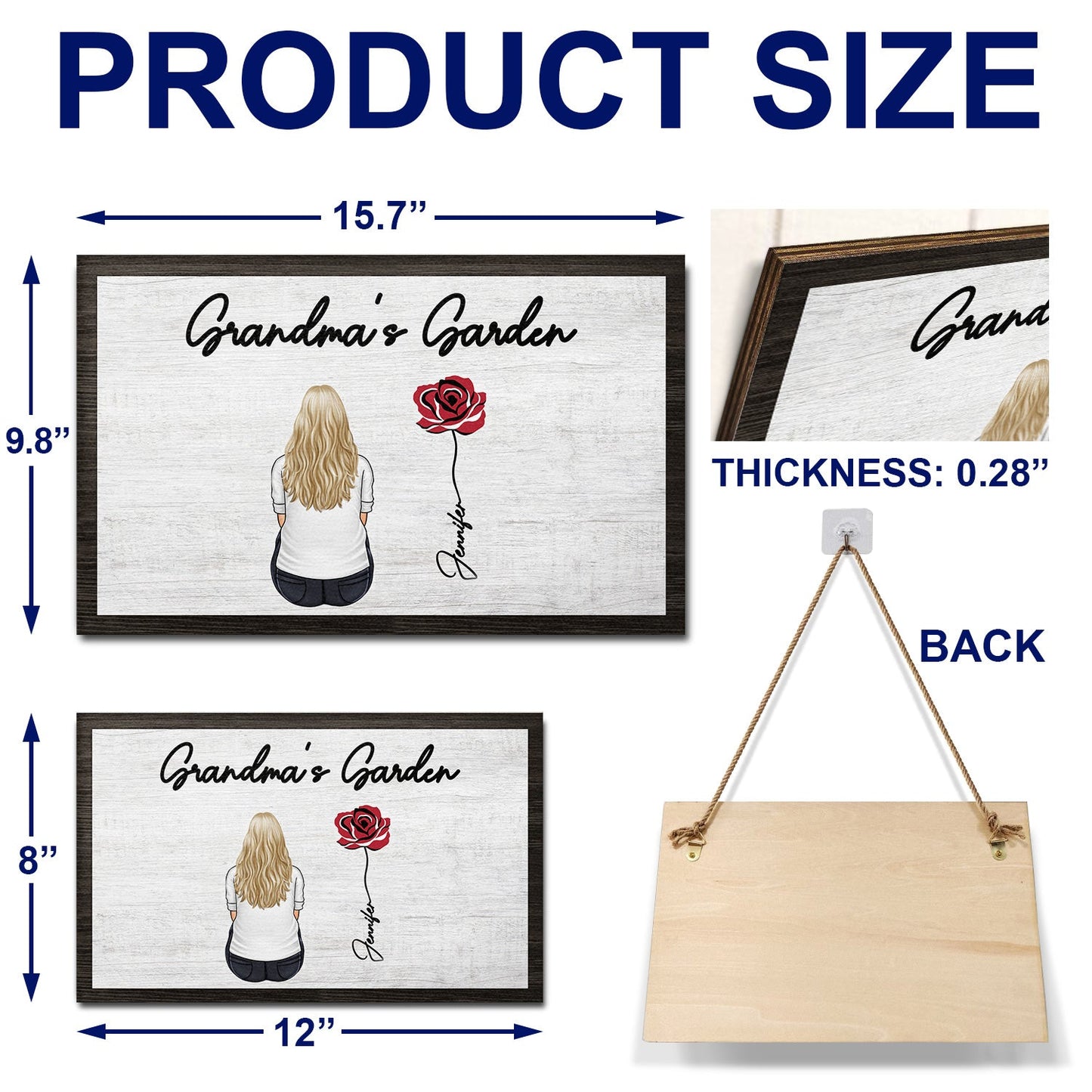 Grandma's Garden - Gift For Grandma - Personalized Wood Rectangle Sign