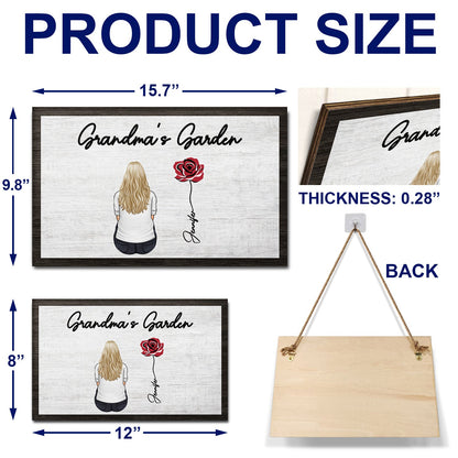 Grandma's Garden - Gift For Grandma - Personalized Wood Rectangle Sign