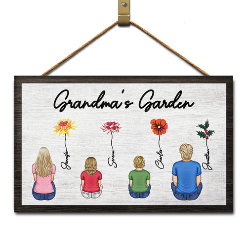 Grandma's Garden - Gift For Grandma - Personalized Wood Rectangle Sign