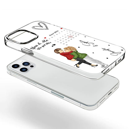 Cartoon Couple Calendar The Day Our Journey Began - Gift For Couples - Personalized Clear Phone Case