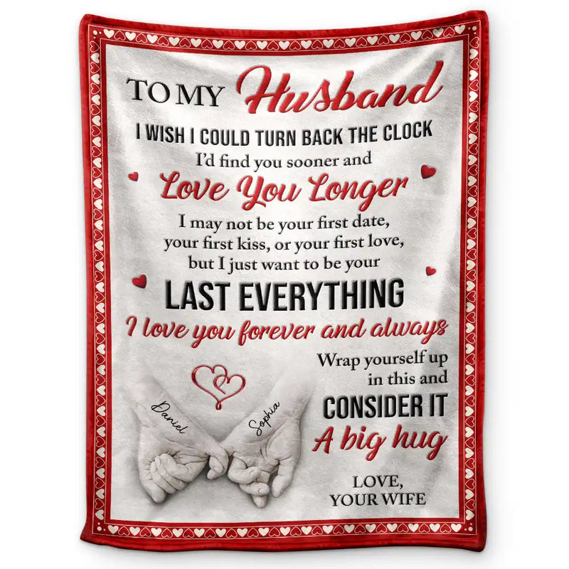 3D Effect Holding Hands Couple I Wish I Could Turn Back The Clock - Personalized Fleece Blanket